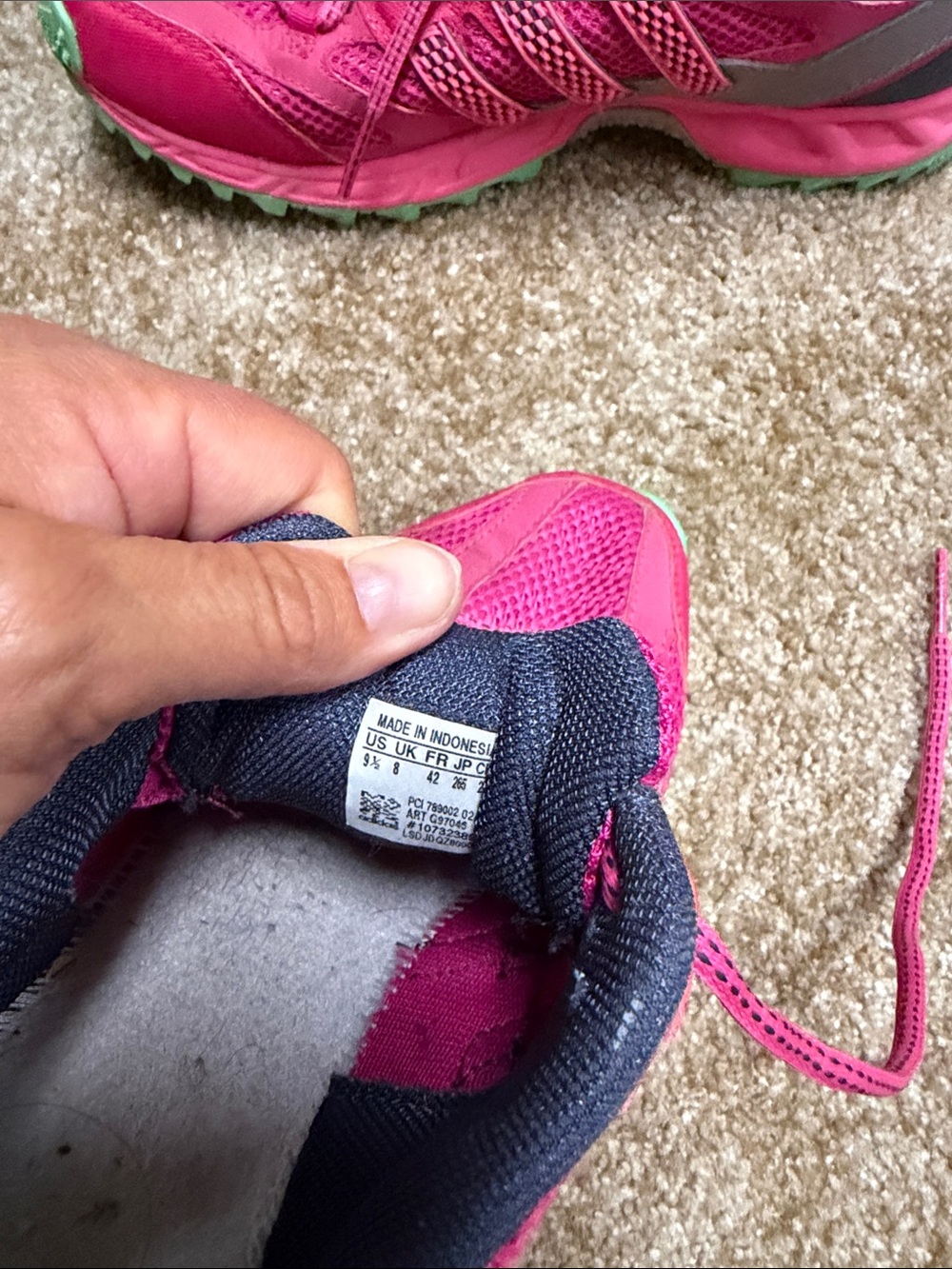 adidas Pink Athletic Sneakers with Mint Green Accents - Picture 2 of 3